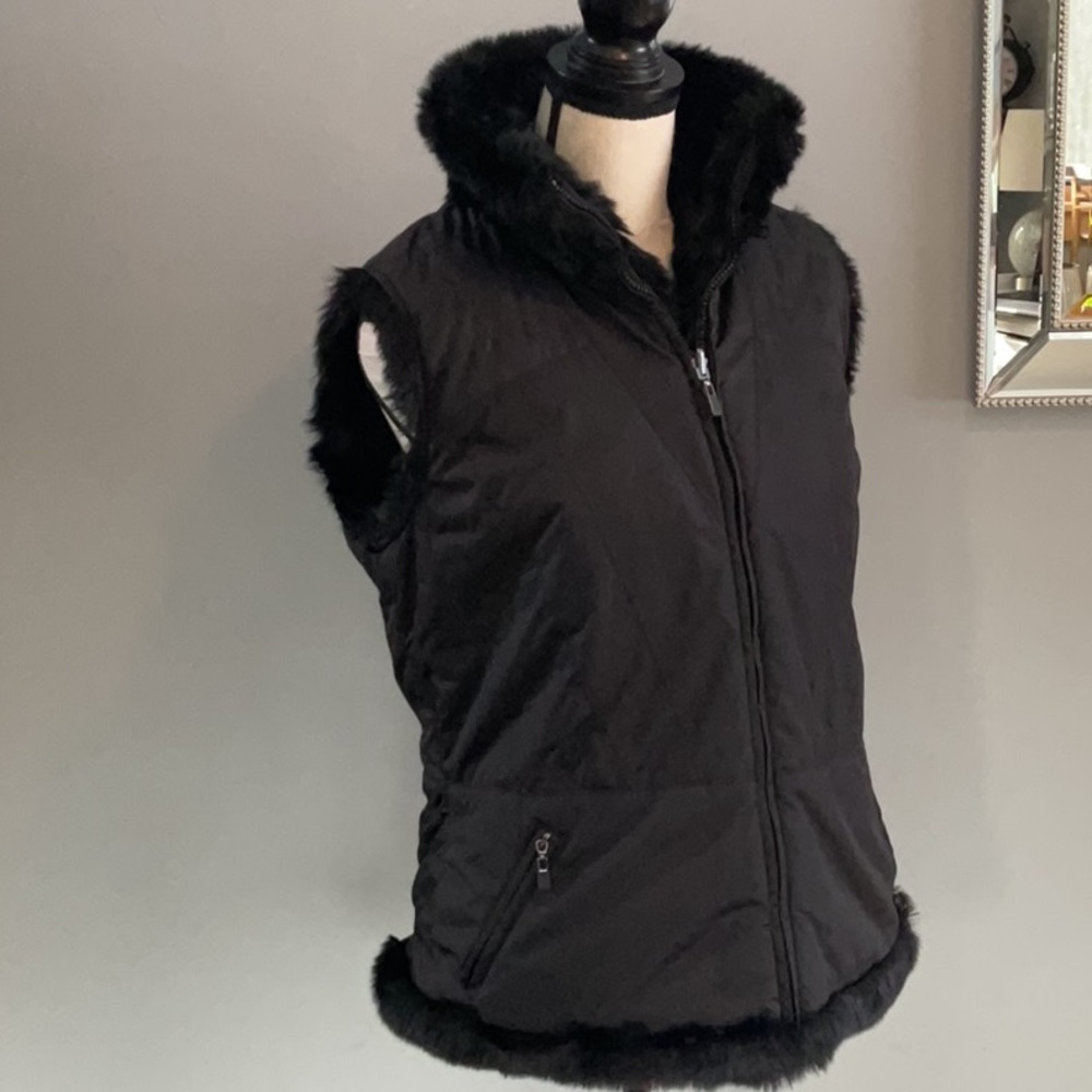 Coldwater Creek reversible Black Vest EUC
